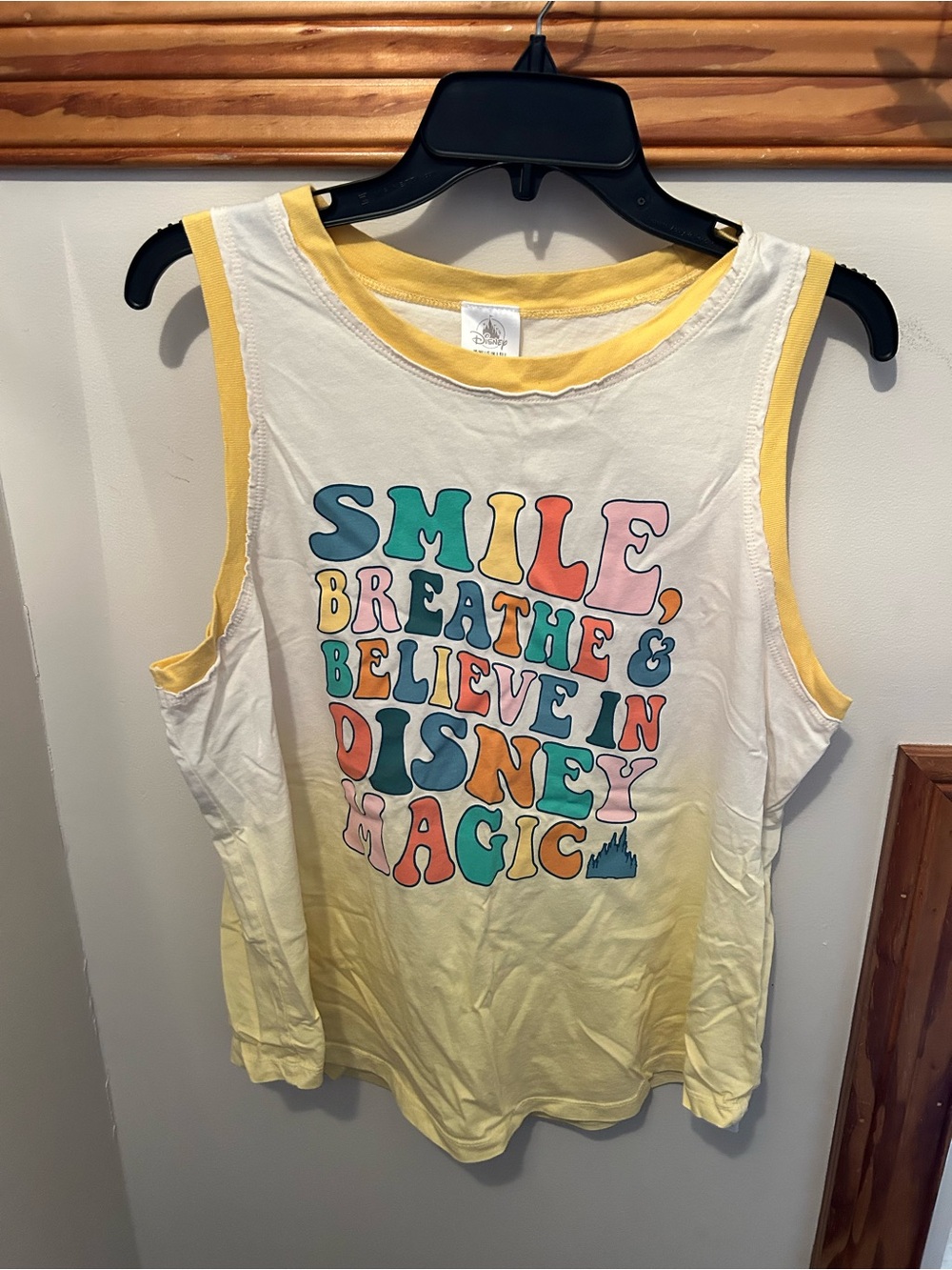 Disney Yellow Ombre Tank with Multicolor Retro Lettering